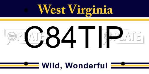 C84TIP West Virginia License Plate