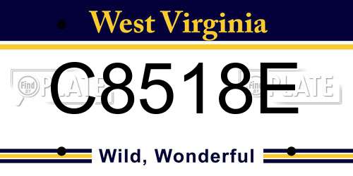 C8518E West Virginia License Plate