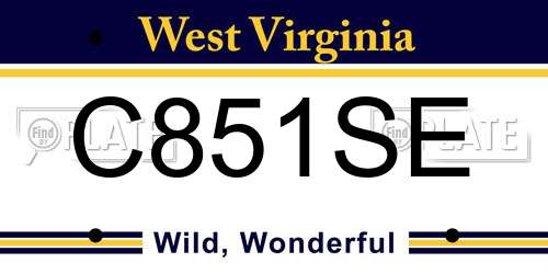C851SE West Virginia License Plate