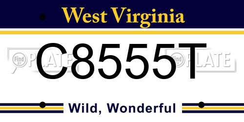 C8555T West Virginia License Plate