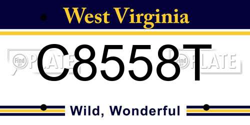 C8558T West Virginia License Plate