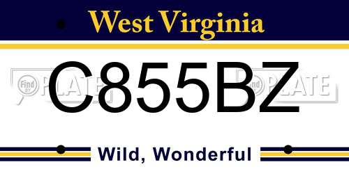 C855BZ West Virginia License Plate