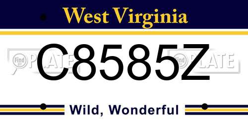 C8585Z West Virginia License Plate