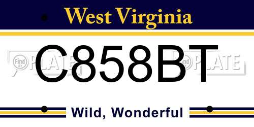 C858BT West Virginia License Plate
