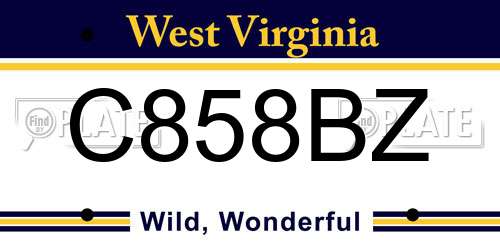 C858BZ West Virginia License Plate