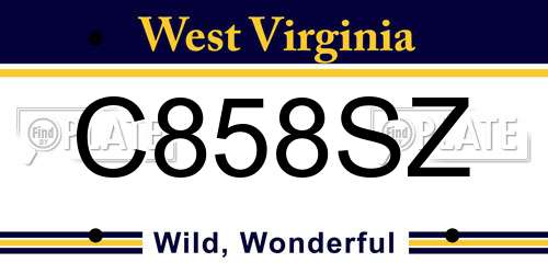 C858SZ West Virginia License Plate