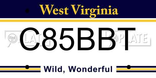 C85BBT West Virginia License Plate