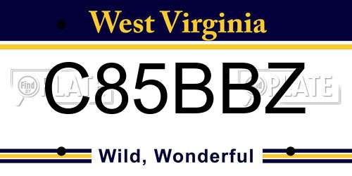 C85BBZ West Virginia License Plate