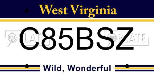 C85BSZ West Virginia License Plate