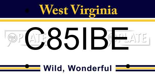 C85IBE West Virginia License Plate