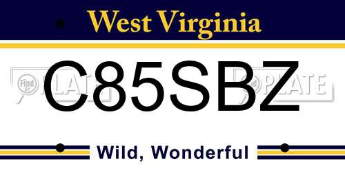 C85SBZ West Virginia License Plate