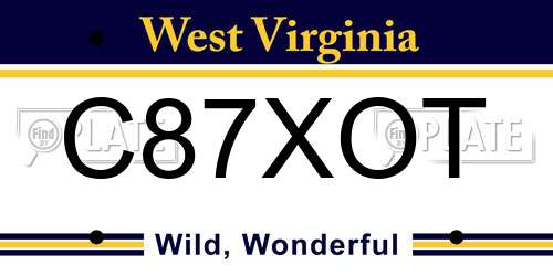 C87XOT West Virginia License Plate