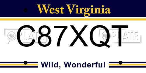C87XQT West Virginia License Plate