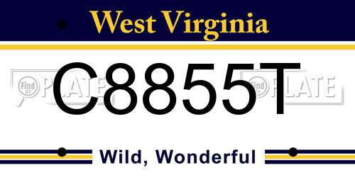C8855T West Virginia License Plate
