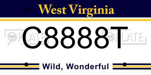C8888T West Virginia License Plate