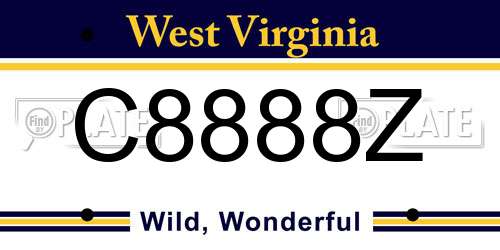 C8888Z West Virginia License Plate