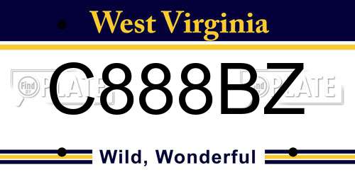 C888BZ West Virginia License Plate