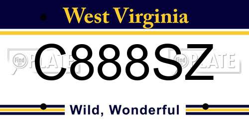 C888SZ West Virginia License Plate