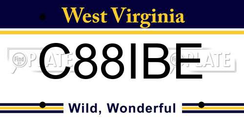 C88IBE West Virginia License Plate