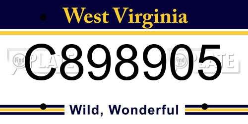 C898905 West Virginia License Plate