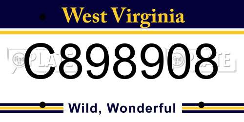 C898908 West Virginia License Plate