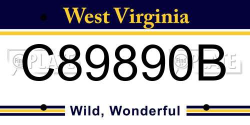 C89890B West Virginia License Plate