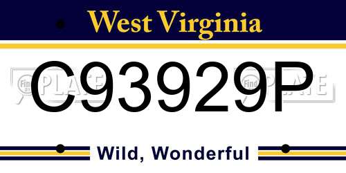 C93929P West Virginia License Plate