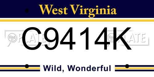 C9414K West Virginia License Plate