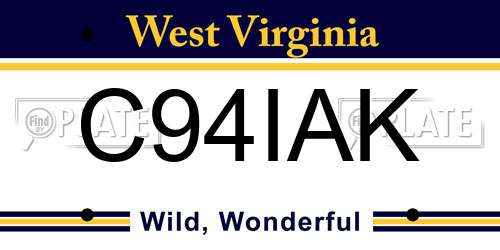C94IAK West Virginia License Plate