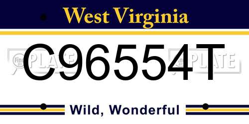 C96554T West Virginia License Plate
