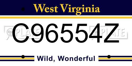 C96554Z West Virginia License Plate