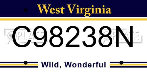 C98238N West Virginia License Plate