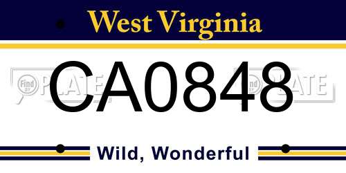 CA0848 West Virginia License Plate