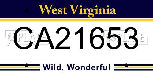 CA21653 West Virginia License Plate