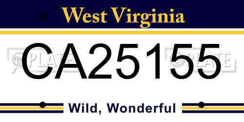 CA25155 West Virginia License Plate