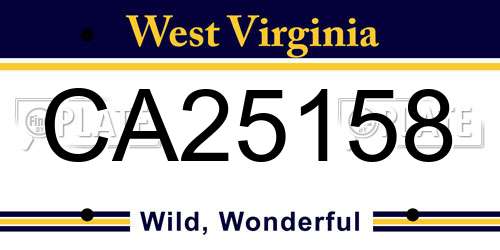 CA25158 West Virginia License Plate