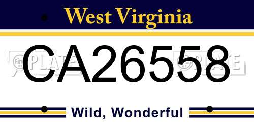 CA26558 West Virginia License Plate