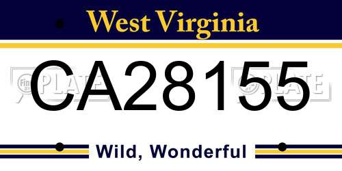 CA28155 West Virginia License Plate