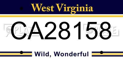 CA28158 West Virginia License Plate