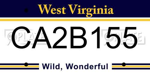 CA2B155 West Virginia License Plate