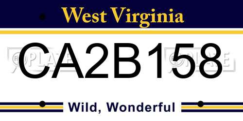 CA2B158 West Virginia License Plate