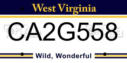CA2G558 West Virginia License Plate