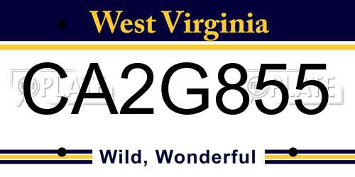 CA2G855 West Virginia License Plate