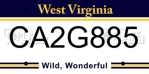 CA2G885 West Virginia License Plate