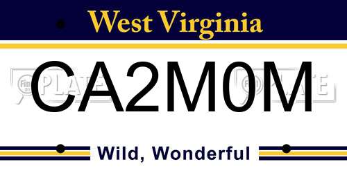 CA2M0M West Virginia License Plate