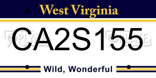 CA2S155 West Virginia License Plate
