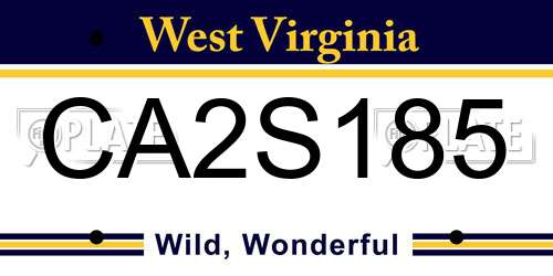 CA2S185 West Virginia License Plate