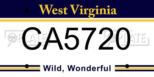 CA5720 West Virginia License Plate