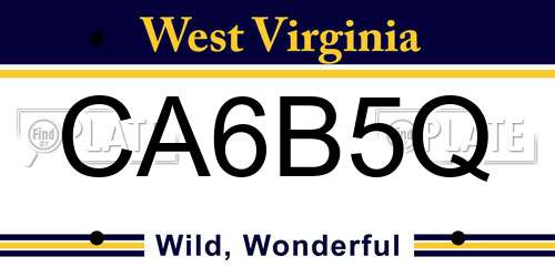 CA6B5Q West Virginia License Plate