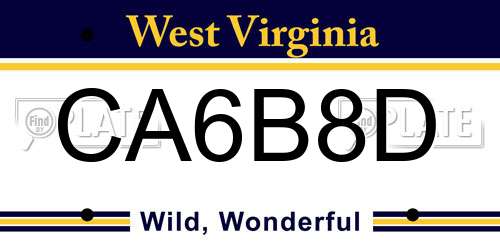 CA6B8D West Virginia License Plate